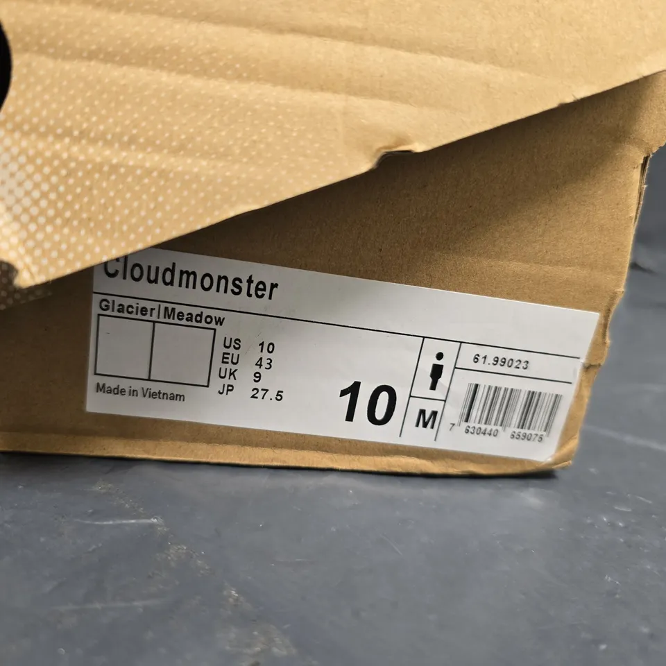 ON RUNNING CLOUDMONSTER GLACIER/MEADOW – WHITE SNEAKERS, UK 9 (US 10)