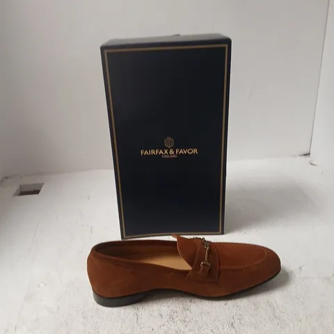 FAIRFAX & FAVOR CAMBRIDGE LOAFER – COGNAC SUEDE, UK 7 (EU 41) – BOXED