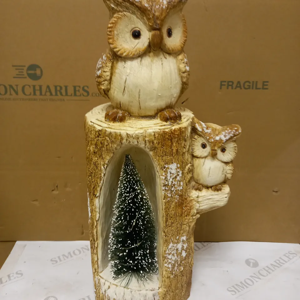 DESIGNER FESTIVE WOODEN OWL SCULPTURE