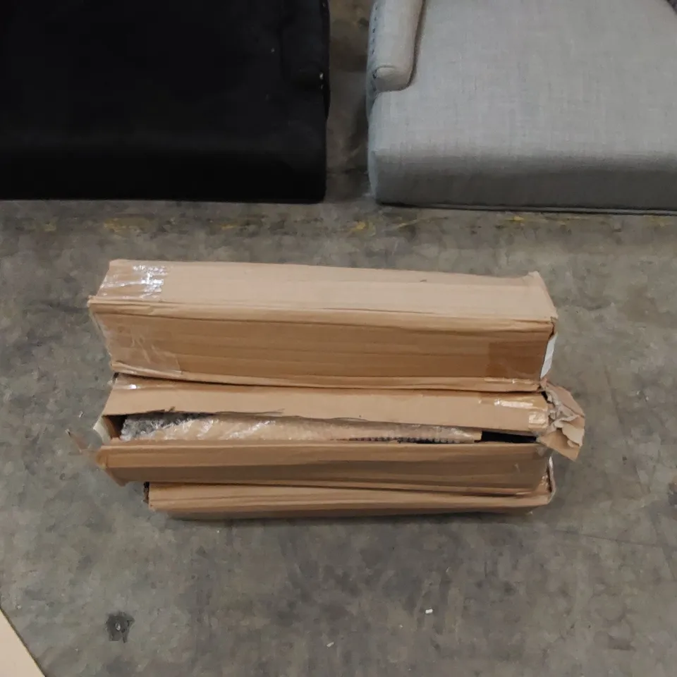 5X ASSORTED UPHOLSTERED FABRIC DINING CHAIRS - COLOURS VARY, OAK LEGS PRESENT IN BOXES