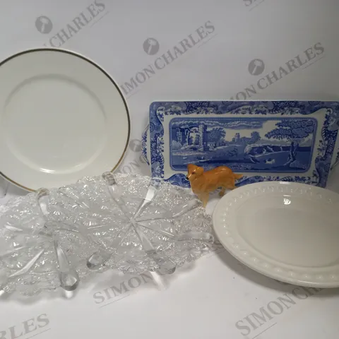 LOT OF 6 ASSORTED POTTERY/GLASS ITEMS - COLLECTION ONLY 