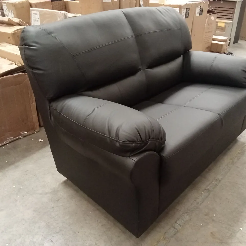 ORCHARD LANE 2 SEATER FAUX LEATHER SOFA - BLACK