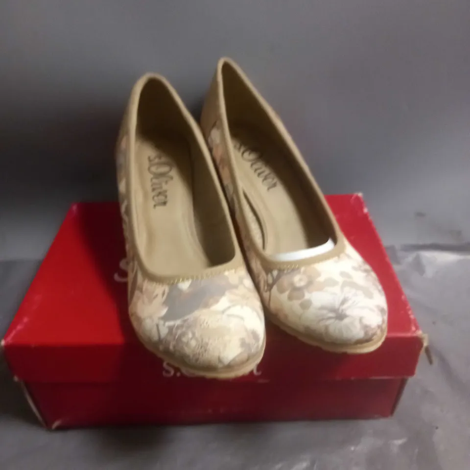 S.OLIVER LADIES LOW HEEL COURT SHOES BEIGE FLOWER DESIGN SIZE EU 40