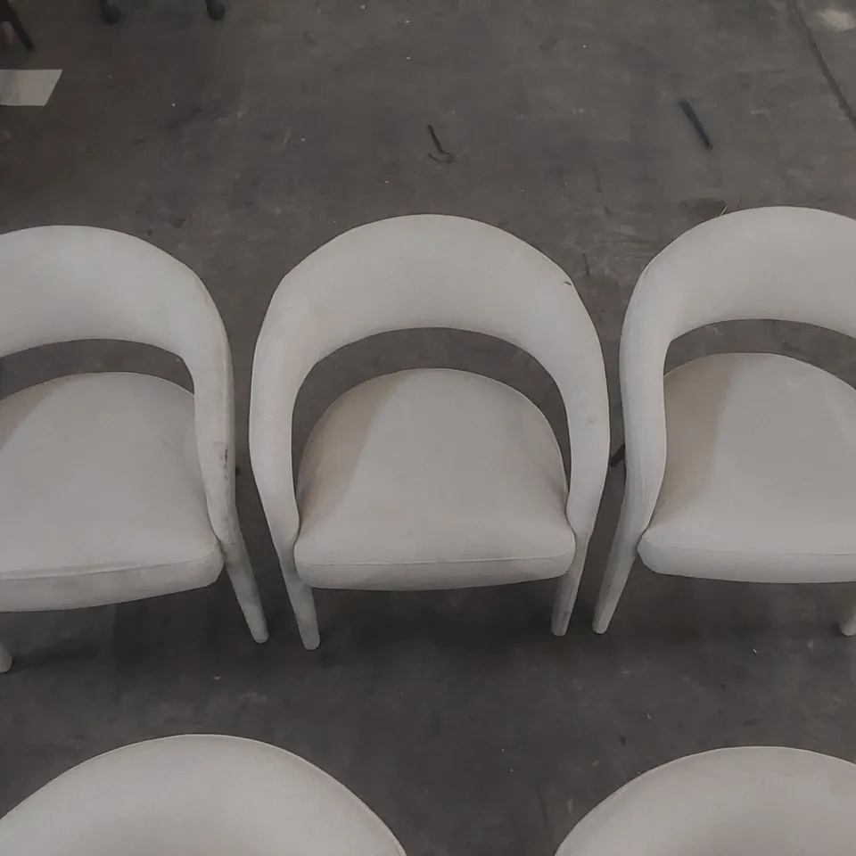 SET OF 5x DANETTI RHETT CREAM PLUSH FABRIC DINING CHAIRS