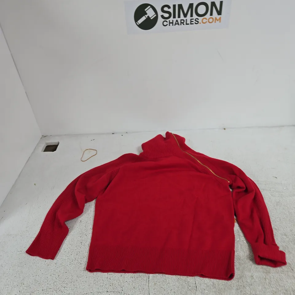 RUTH LANGFORD FASHION RED KNIT ZIP JUMPER – SIZE M