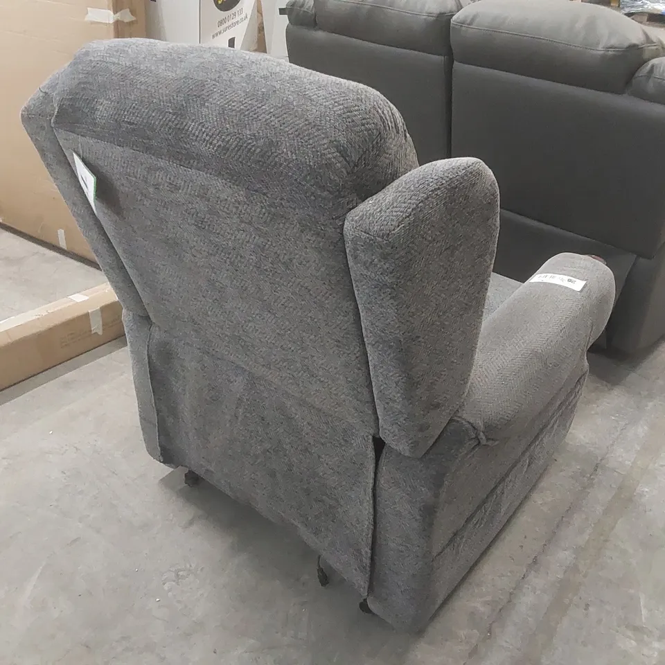 DESIGNER GREY FABRIC RECLINING ARMCHAIR 