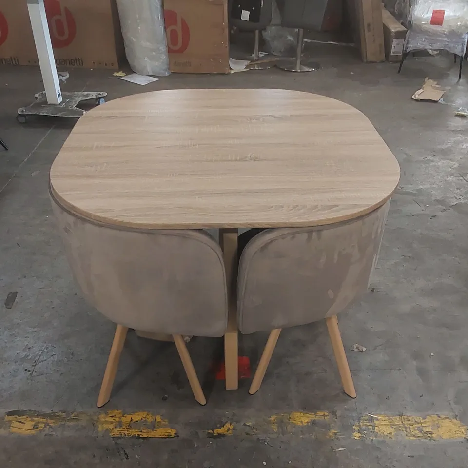 SPACE SAVING DINING TABLE WITH 4 VELVET CHAIRS SET (5 ITEMS)