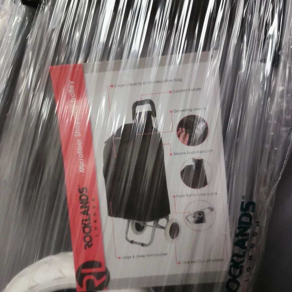 ROCKLANDS FOLDING SHOPPING CART WITH 61L MICROFIBER BAG – ORIGINAL PACKAGING