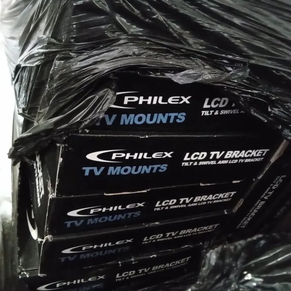 PALLET OF ASSORTED ITEMS INCLUDING 60CM SATELLITE KITS FOR FREE-TO-AIR DIGITAL TV,  PHILEX LCD TV BRACKETS  