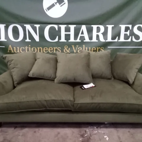 QUALITY THE LOUNGE CO DESIGNER 3 SEATER SOFA - MOSS FABRIC