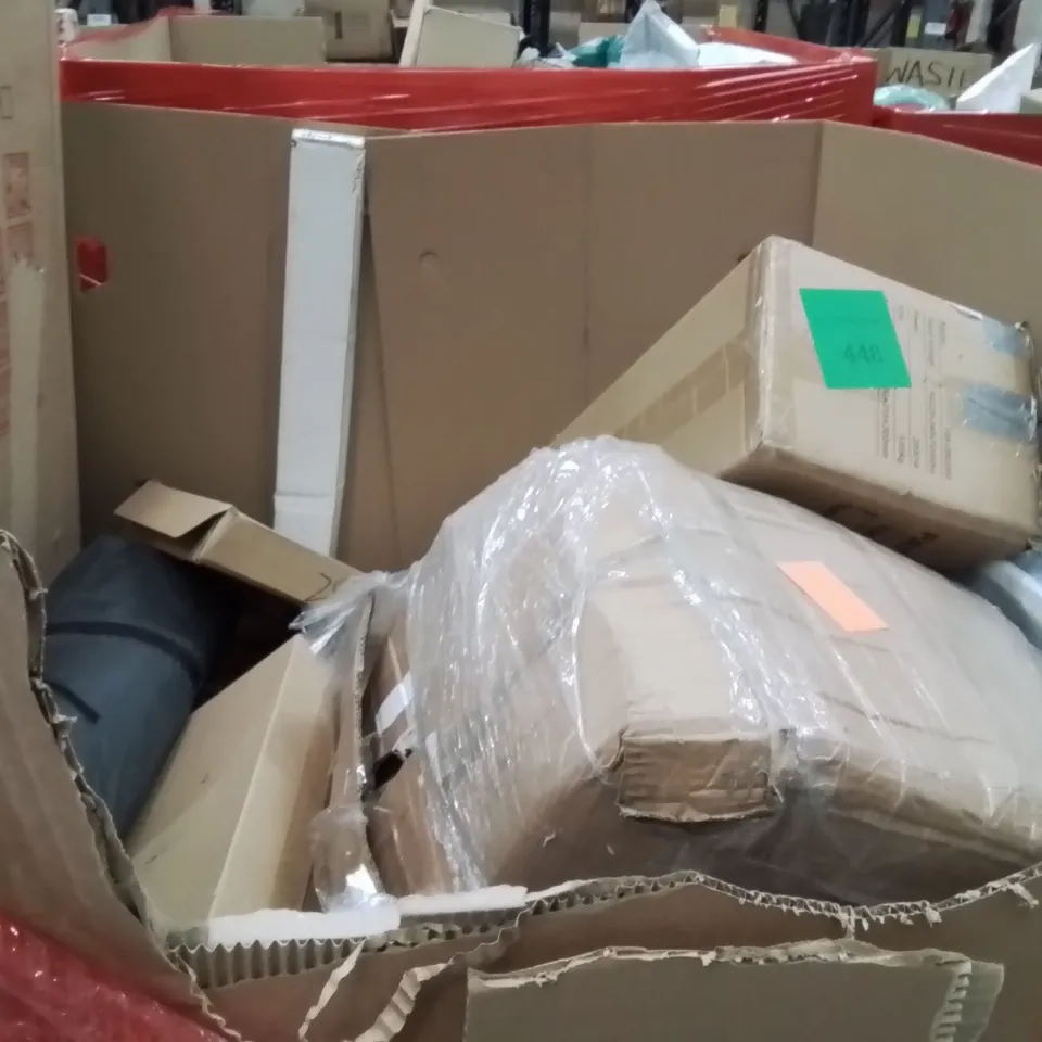 PALLET OF ASSORTED HOUSEHOLD GOODS AND PRODUCTS TO INCLUDE;ELECTRIC TOP COVER STOVE WASHER DRYER,CANVAS,MIRROR