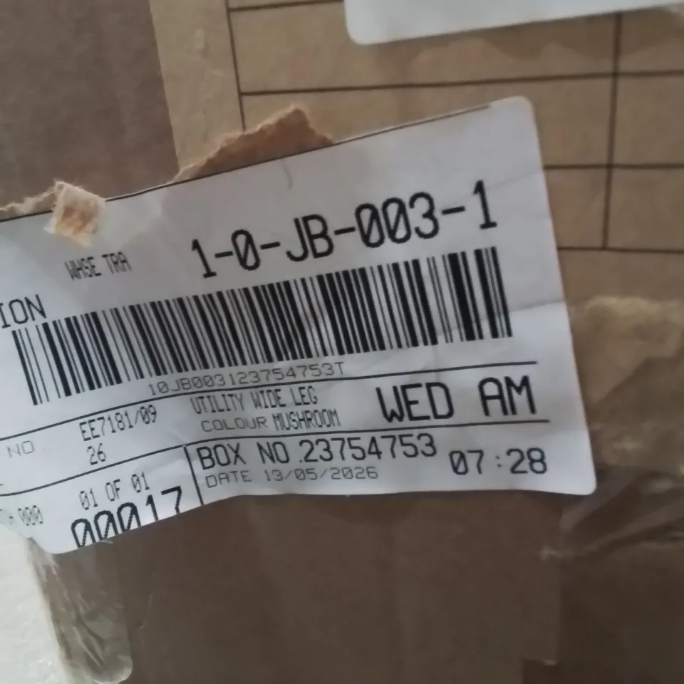 BOXED BRAND NEW APPROXIMATELY 17 JD WILLIAMS UTILITY WIDE LEG TROUSERS MUSHROOM SIZE 26