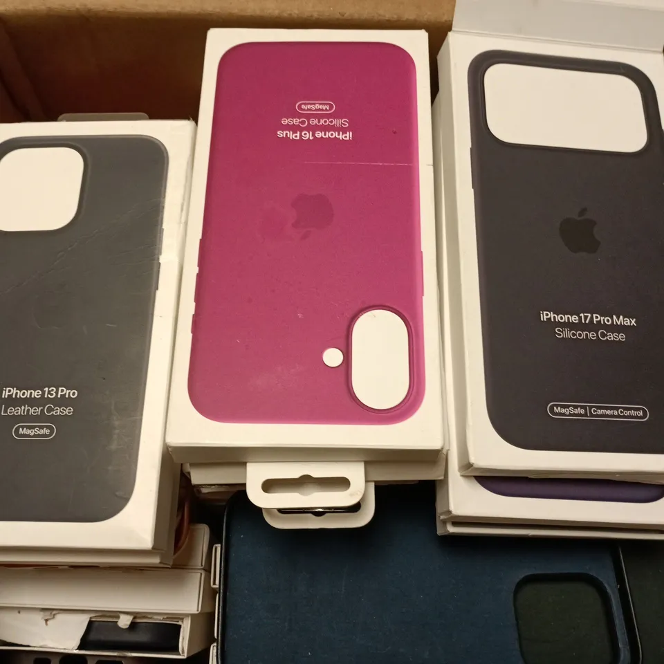 APPROXIMATELY 60 ASSORTED PHONES CASES IN VARIOUS DESIGNS, STYLES & COLOURS FOR PHONES SUCH AS IPHONE 16 PLUS, IPHONE 17 PRO MAX, IPHONE 13 PRO, ETC
