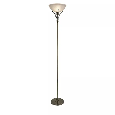 BOXED SEARCHLIGHT LINEA FLOOR LAMP - ANTIQUE BRASS METAL & ACID GLASS