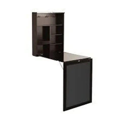 BOXED COSTWAY WALL MOUNTED COMPUTER DESK FOLDING CONVERTIBLE WALL TABLE W/ BLACKBOARD - BLACK