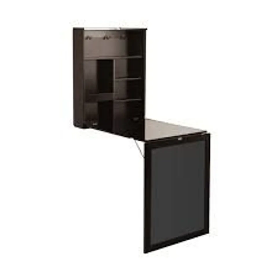 BOXED COSTWAY WALL MOUNTED COMPUTER DESK FOLDING CONVERTIBLE WALL TABLE W/ BLACKBOARD - BLACK