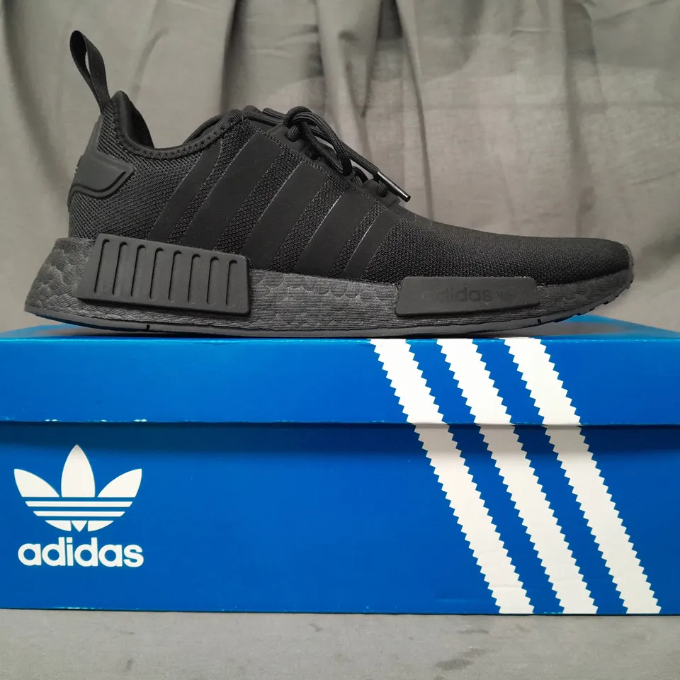 BOXED PAIR OF ADIDAS NMD_R1 SHOES IN BLACK UK SIZE 8