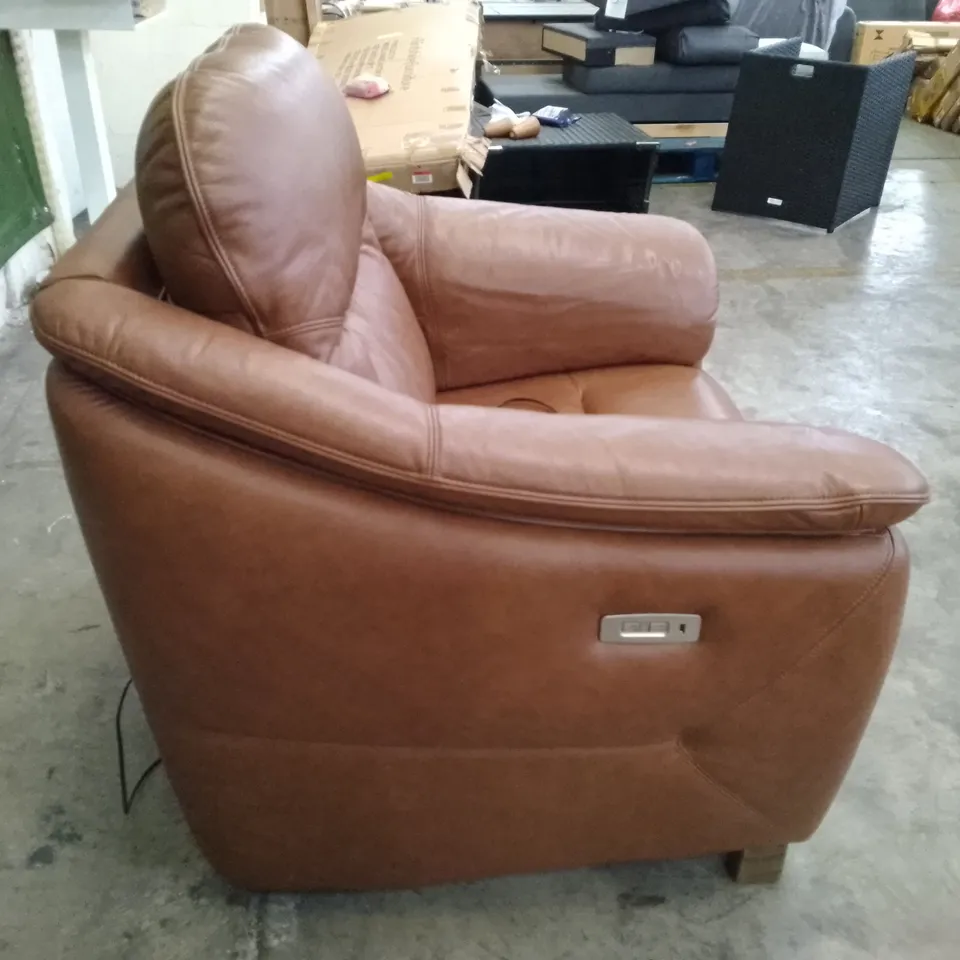 QUALITY DESIGNER G-PLAN JACKSON ELECTRIC RECLINER CHAIR - DALLAS TAN LEATHER 