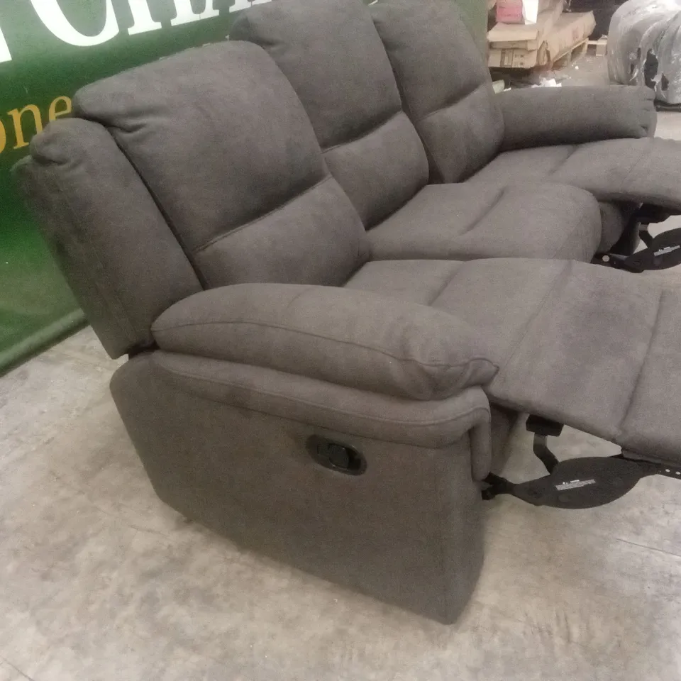 ALBION CHENILLE 3 SEATER HIGH BACK MANUAL RECLINER SOFA - CHARCOAL RRP £679