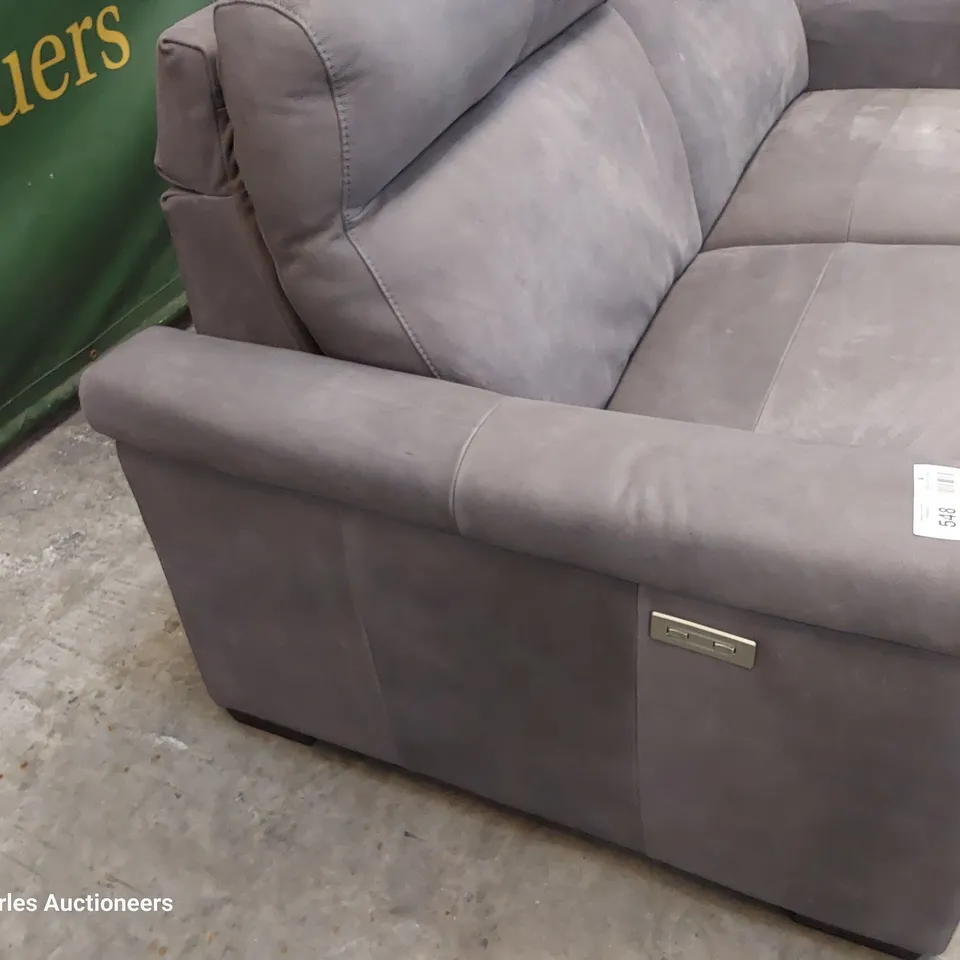 QUALITY ITALIAN DESIGNER ADRIANO POWER RECLINING TWO SEATER SOFA GREY SUEDE LEATHER 