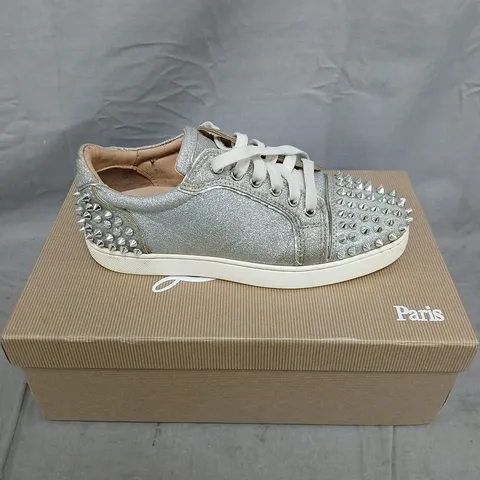 BOXED PAIR OF LOUIS STRASS FLAT VEAU VELOURS TRAINERS - 3.5