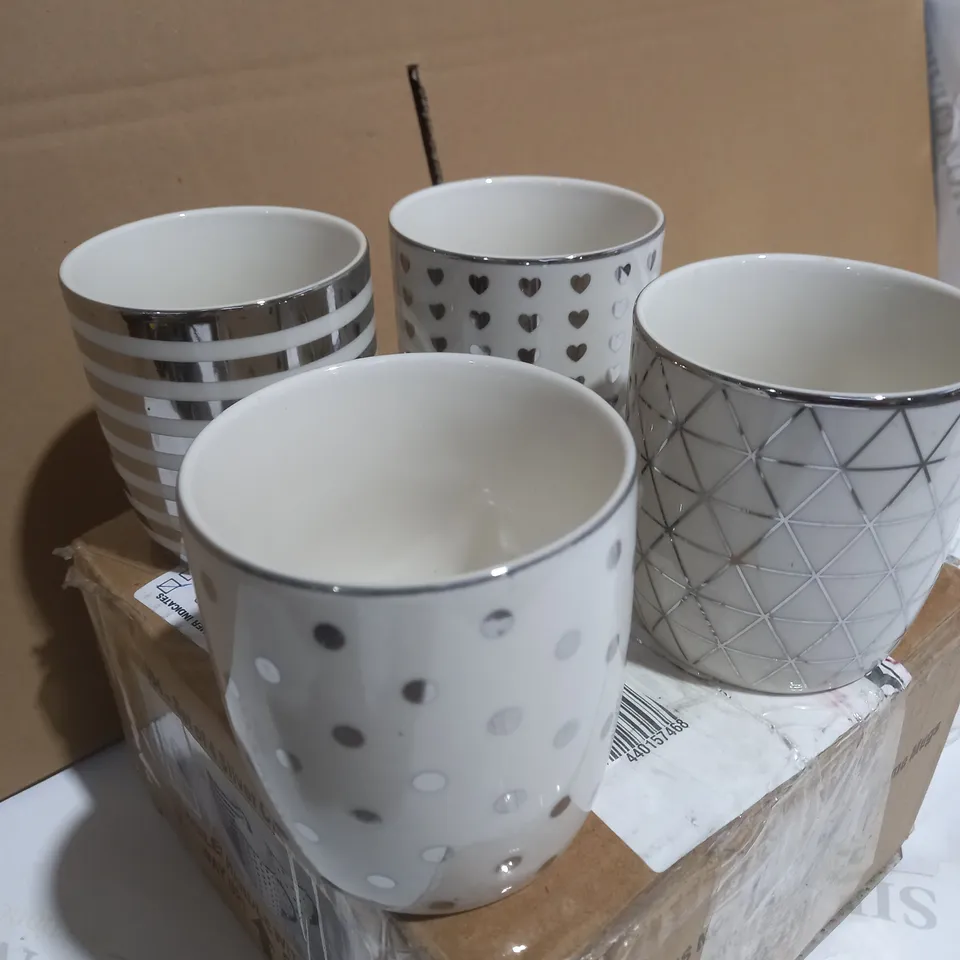 SET OF METALLIC SILVER SPOTTED MUGS RRP £22