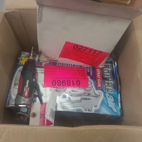 BOX CONTAINING: CLARKE SPRAY GUN, WELDING WIRE ECT
