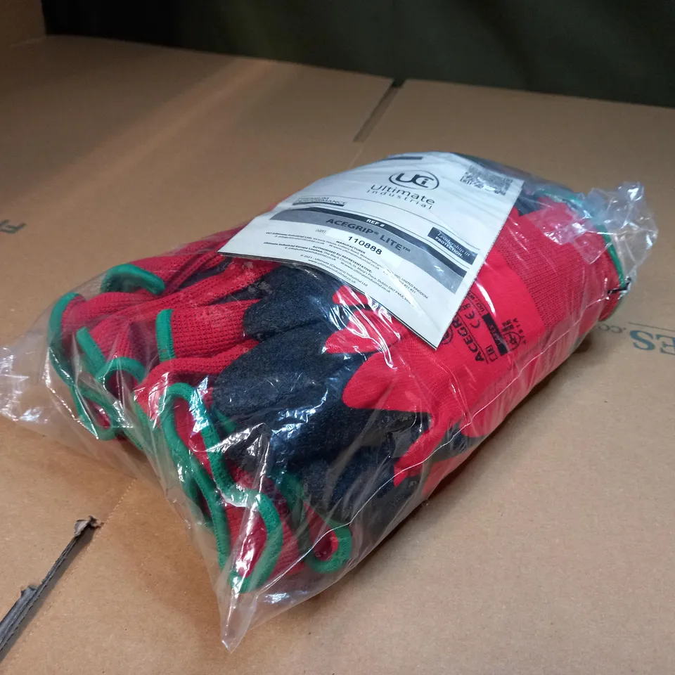 PACKAGED RED ACEGRIP LITE WORK GLOVES