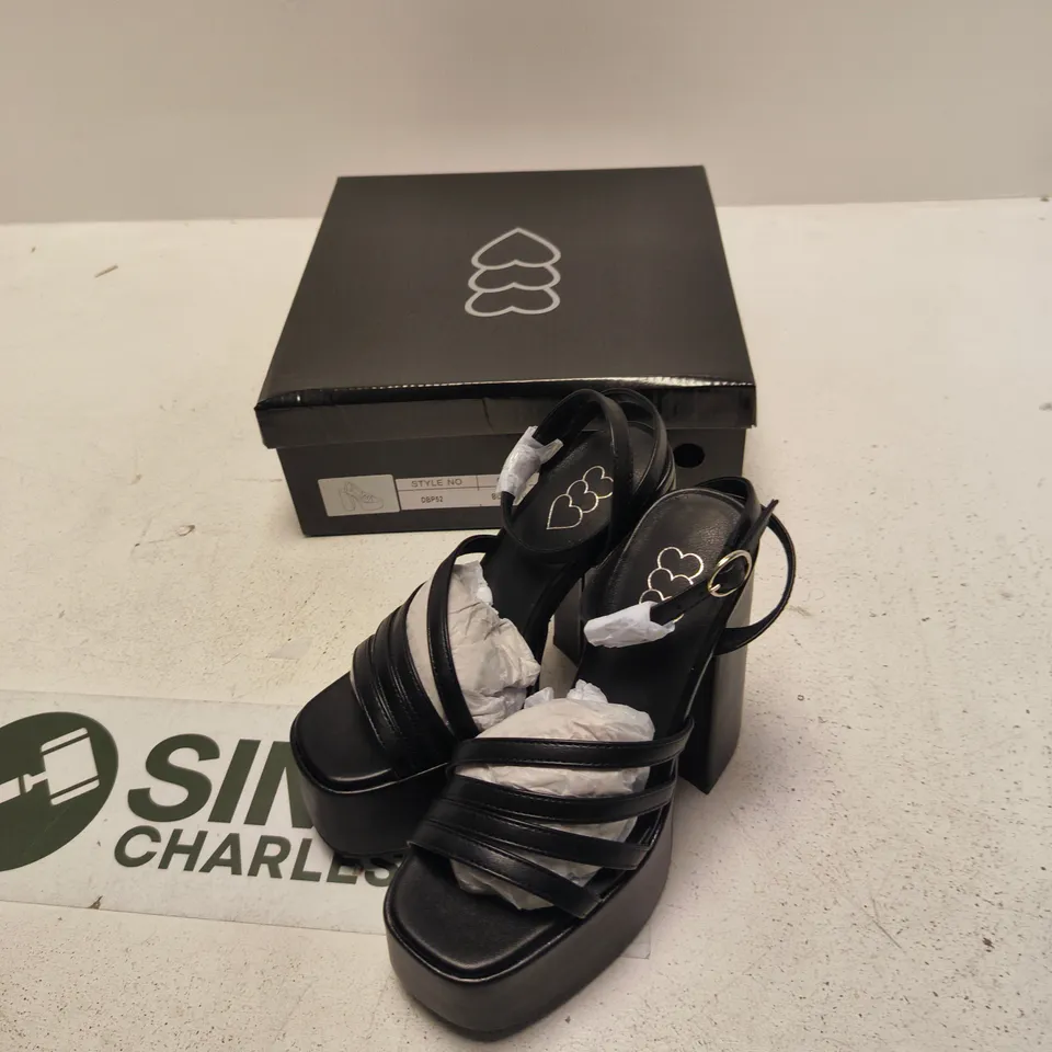BLACK PU PLATFORM SANDALS – STYLE DBP52, UK 3 (WOMEN’S)