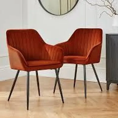 BOXED ALISHA PAIR OF FABRIC DINING CHAIRS - RUST (1 BOX)