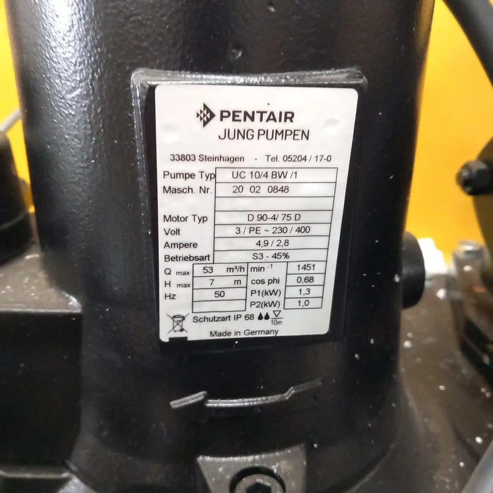 PENTAIR JUNG PUMPEN UC 10/4 BW/1 SEWAGE LIFTING STATION