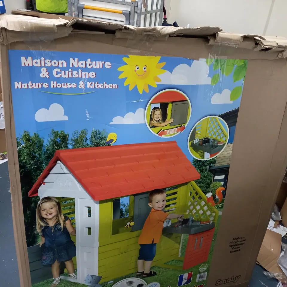 SMOBY NATURE PLAYHOUSE WITH KITCHEN - COLLECTION ONLY  RRP £139.99