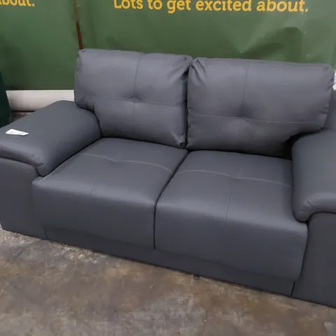 DESIGNER TWO SEATER SOFA GREY LEATHER
