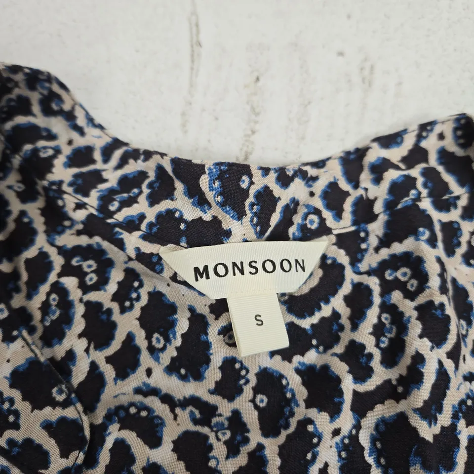MONSOON WOMEN’S DRESS – NAVY & WHITE PRINT – UK SIZE S