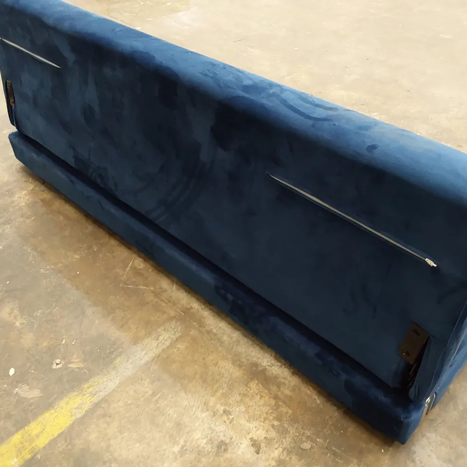 DESIGNER CLICK CLACK SOFA BED BLUE PLUSH FABRIC 