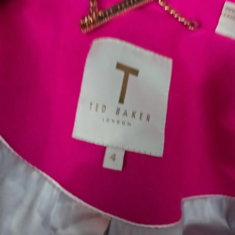 TED BAKER FLORAL INNER LINED BLAZER IN PINK - SIZE 4