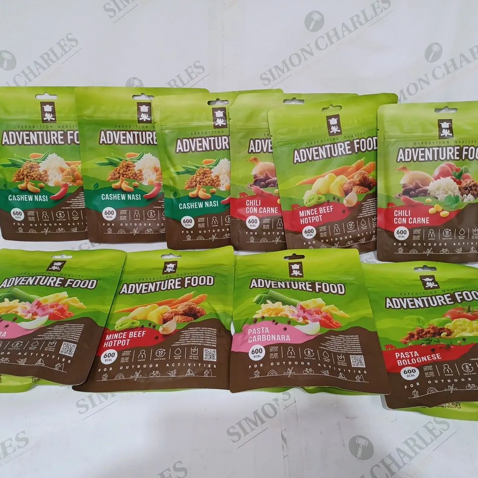 BOX TO CONTAIN APPROX. 10 X PACKS OF ADVENTURE FOOD EXPEDITION QUALITY CAMPING MEALS. MEALS VARY