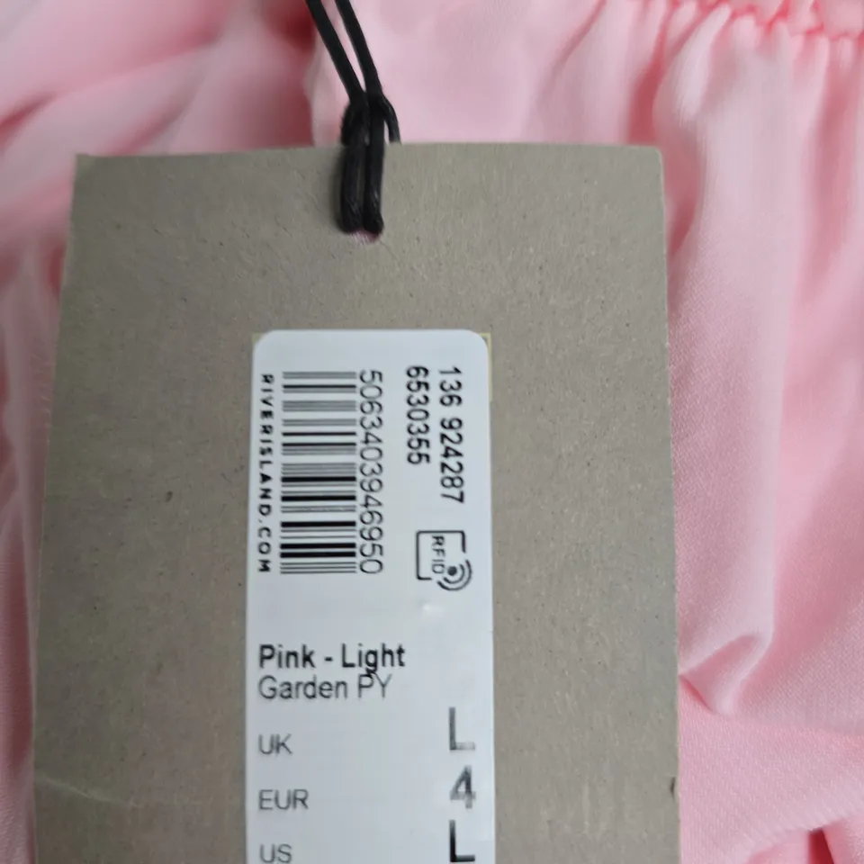 RIVER ISLAND STUDIOS PINK DRESS WITH TIE-FRONT STRAPS, UK L