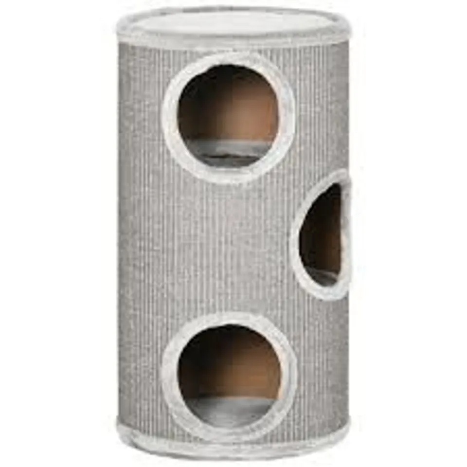 BOXED PAWHUT CAT CLIMBING FRAME, COVERED WITH SISAL, COSY PLATFORM - LIGHT GREY