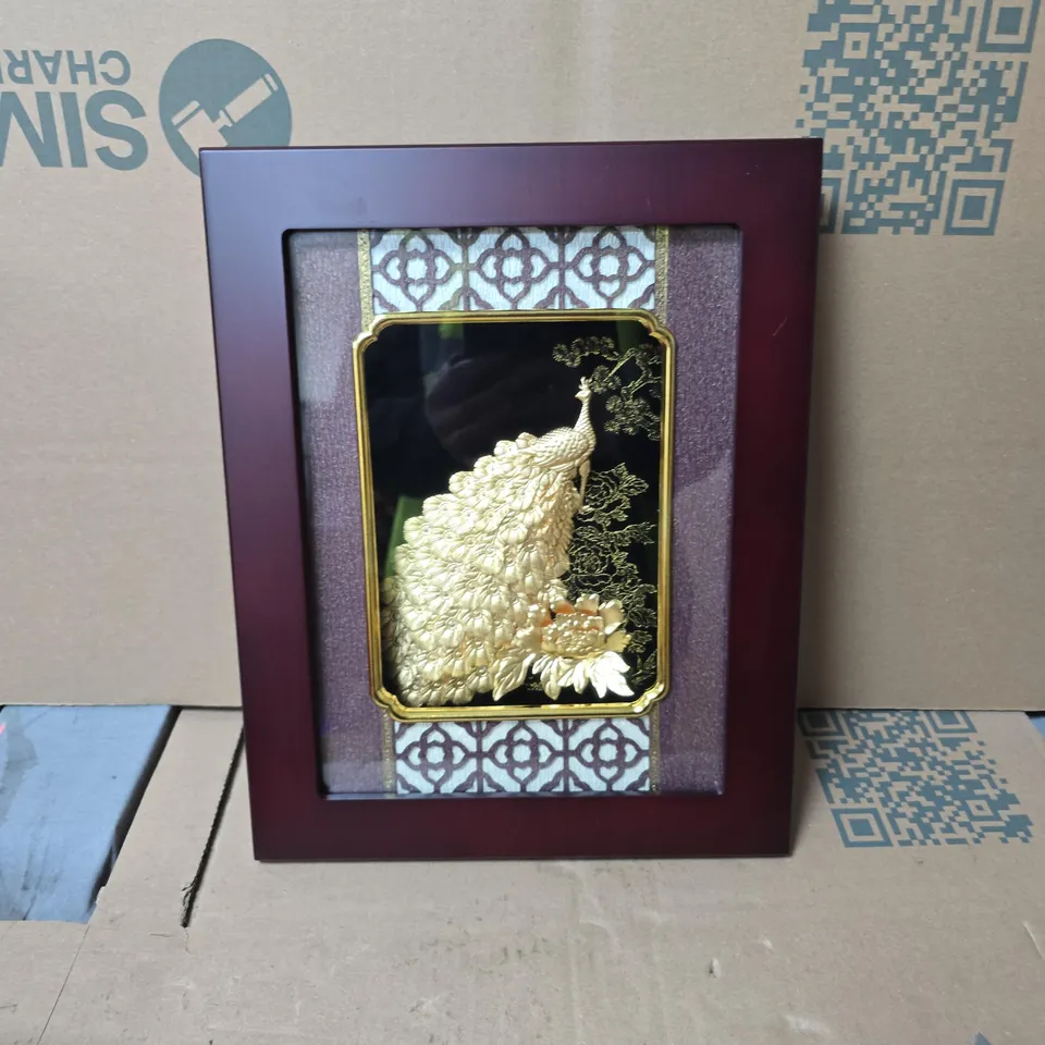 HOME DECOR - 24K GOLD PLATED PEACOCK WOODEN FRAME