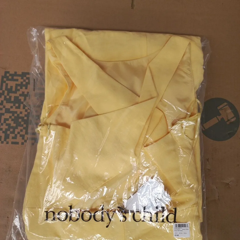 BAGGED NOBODY'S CHILD REIGN MIDI DRESS IN YELLOW SIZE UK 8