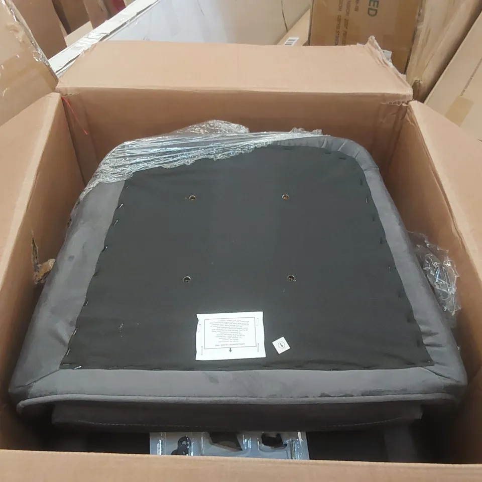 BOXED PAIR OF VELVET UPHOLSTERED DINING CHAIRS - DARK GREY