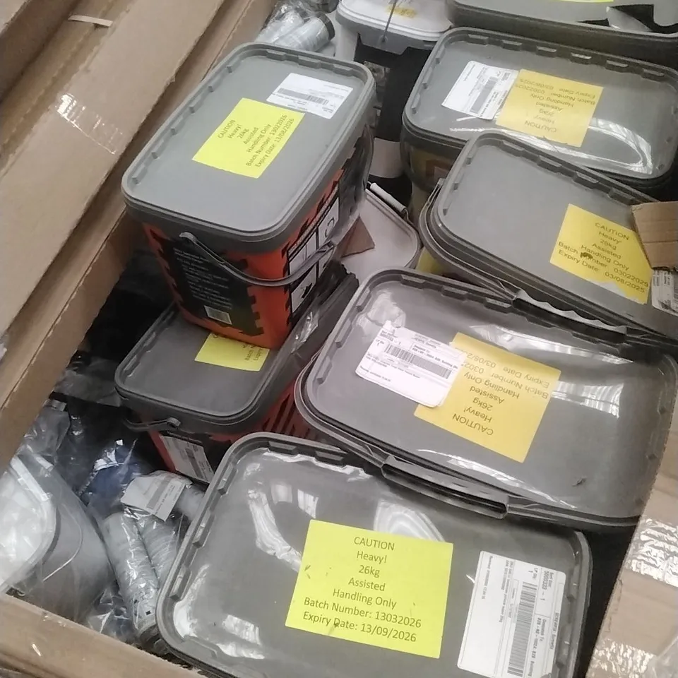 PALLET OF ASSORTED DIY, HOME IMPROVEMENT AND BUILDING PRODUCTS TO INCLUDE; PERMANENT POTHOLE REPAIR, MORTAR REPAIR CEMENT, PATIO JOINT MORTAR, READY MIXED JOINTING ETC