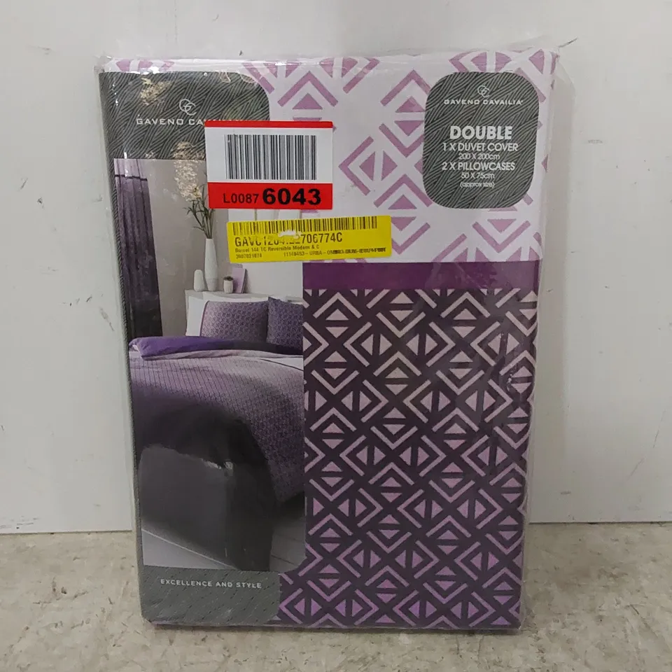 BAGGED BURCET 144 TC REVERSIBLE MODERN & CONTEMPORARY DUVET SET - PURPLE // SIZE DOUBLE