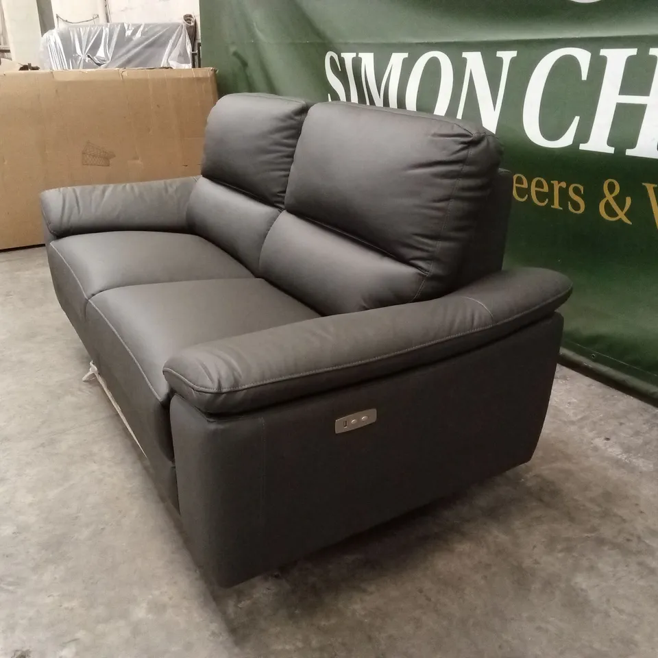 PAVILION 2 SEATER LEATHER/FAUX LEATHER POWER RECLINER SOFA - CHARCOAL RRP £949