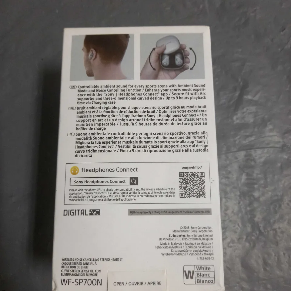 SONY SPORTS WIRELESS BLUETOOTH HEADPHONES WF-SP700N