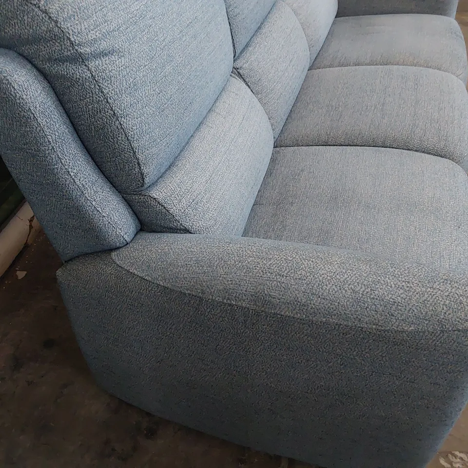 QUALITY BRITISH DESIGNER G PLAN HAMILTON THREE SEATER SOFA BAMBOO SKY FABRIC 