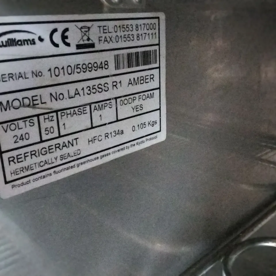 WILLIAMS LA135SS R1 COMMERCIAL UNDERCOUNTER SINGLE DOOR FREEZER