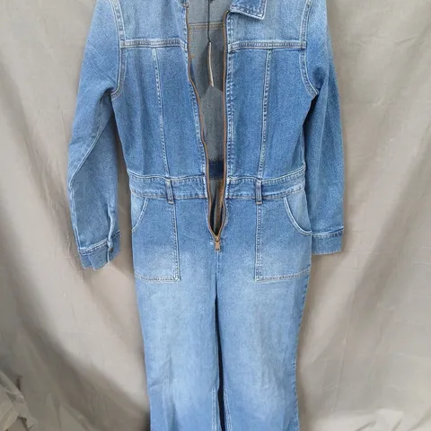 RIVER ISLAND ZIP THROUGH DENIM JUMPSUIT - UK 14