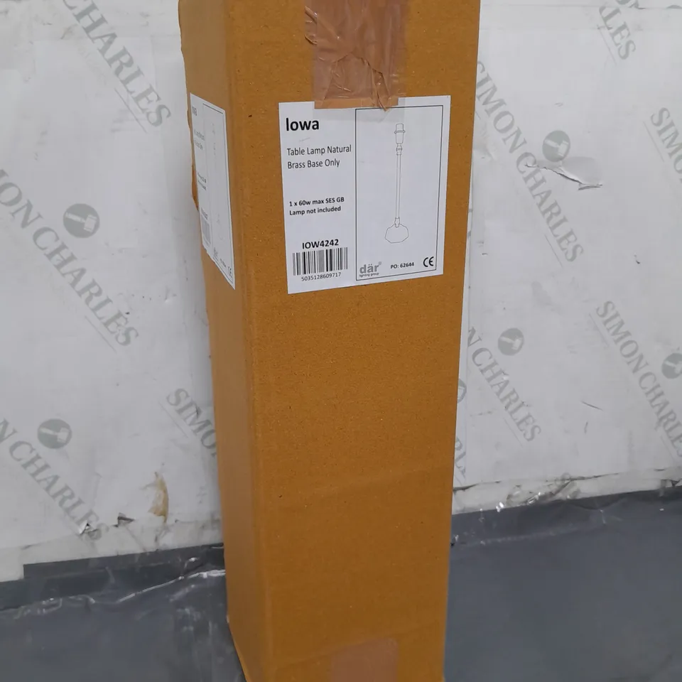 BRAND NEW BOXED DAR IOWA TABLE LAMP NATURAL BRASS BASE ONLY IOW4242